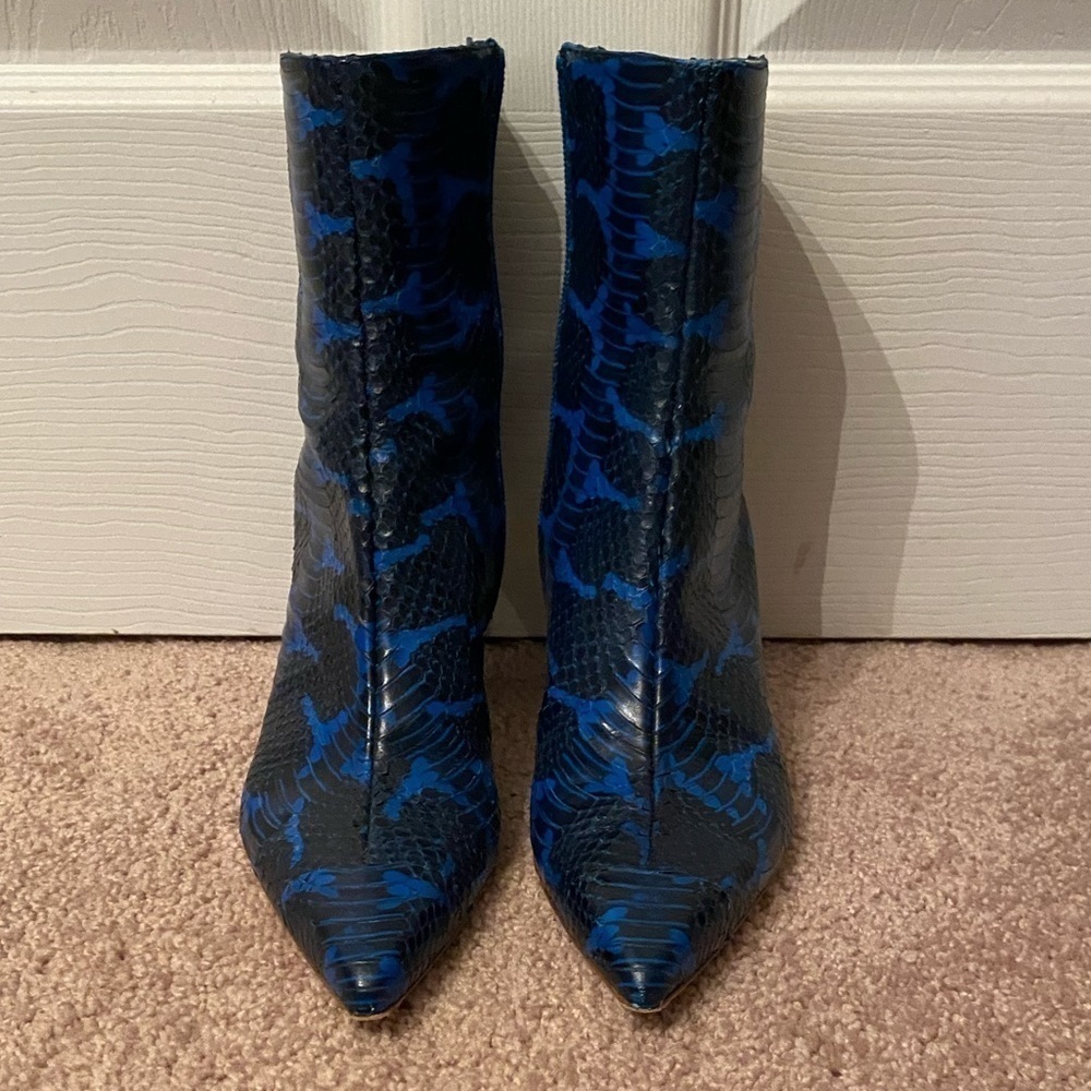 Tibi Blue Snakeskin Gavin Booties - Picture 2 of 6